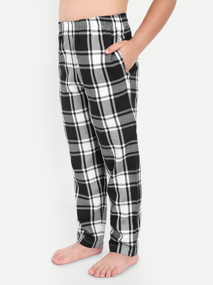 Black Full Sleeves Checked Flannel Night Suit
