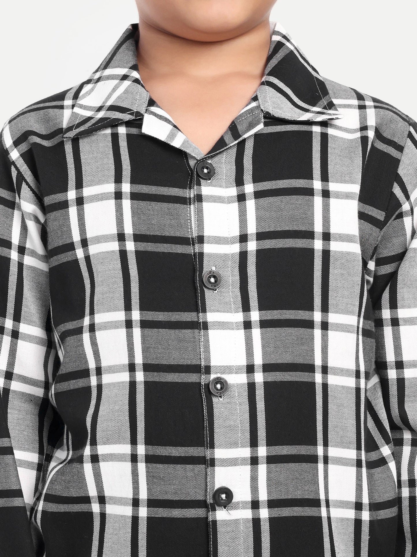 Black Full Sleeves Checked Flannel Night Suit