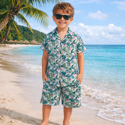Multi Tropical Cotton Short Sleeves Co-ord Set