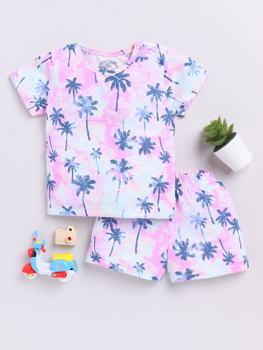 Purple Tropical Half Sleeve Co-ord Set