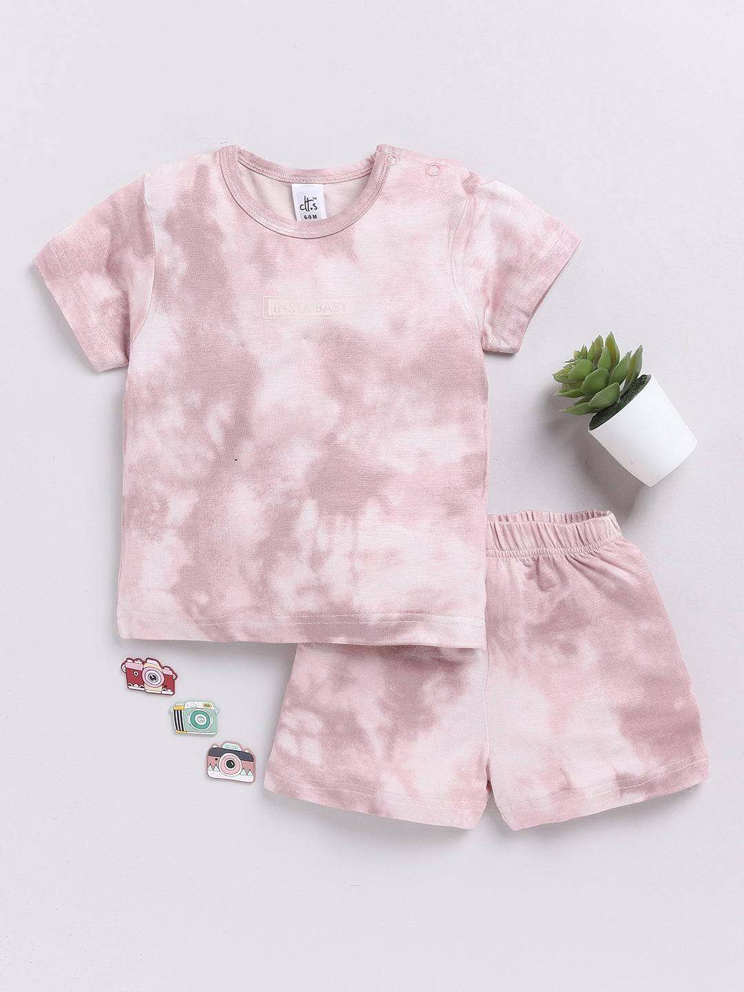 Brown Tie and Dye Half Sleeve Co-ord Set