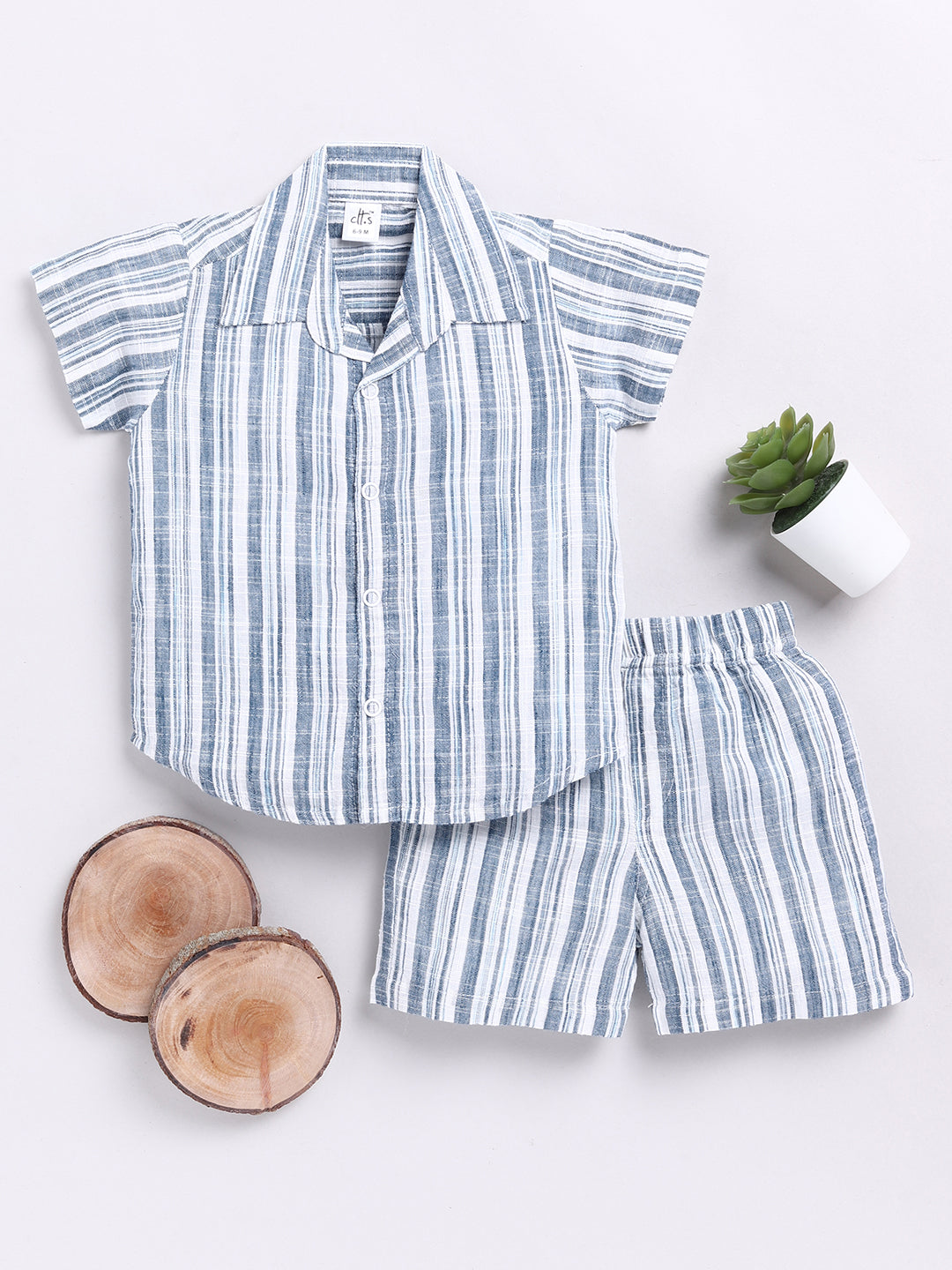 Blue Striped Half Sleeve Co-ord Set