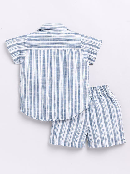 Blue Striped Half Sleeve Co-ord Set