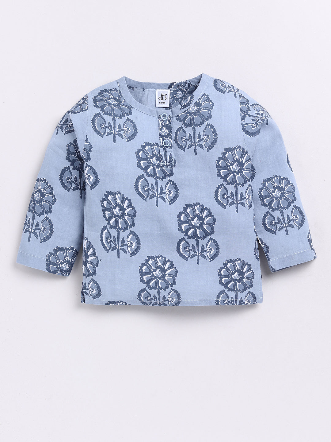 Blue Floral Full Sleeve Kurta Pyjama