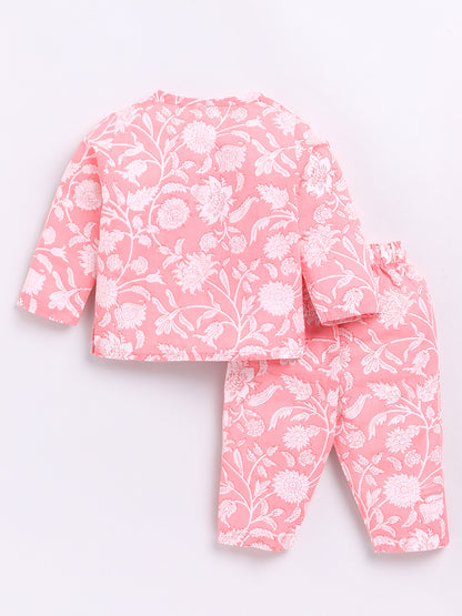 Pink Floral Full Sleeve Kurta Pyjama