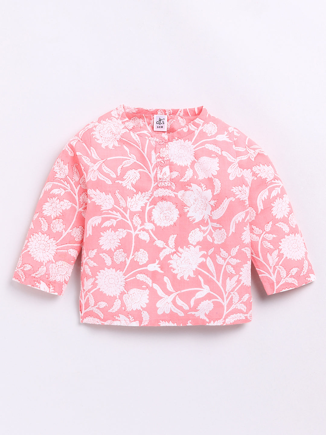 Pink Floral Full Sleeve Kurta Pyjama