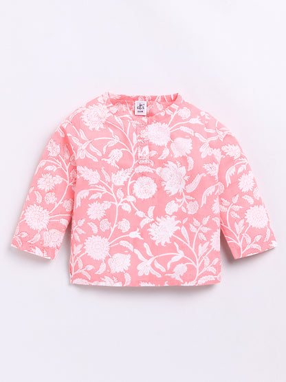 Pink Floral Full Sleeve Kurta Pyjama