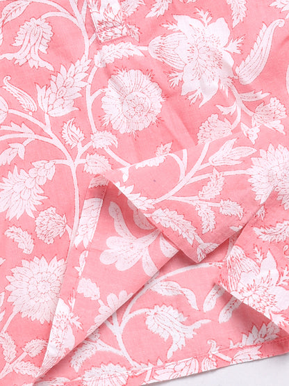 Pink Floral Full Sleeve Kurta Pyjama