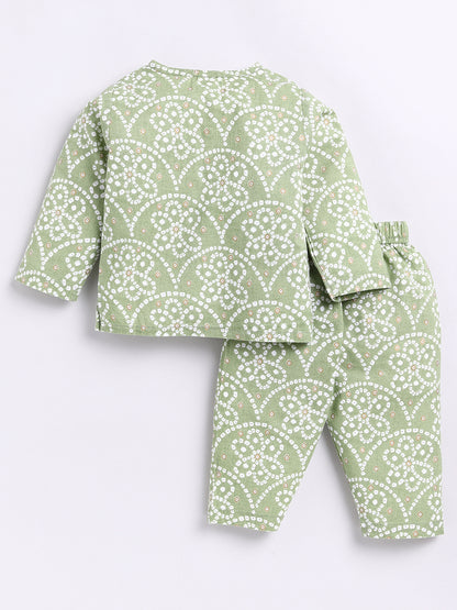 Green Floral Full Sleeve Kurta Pyjama