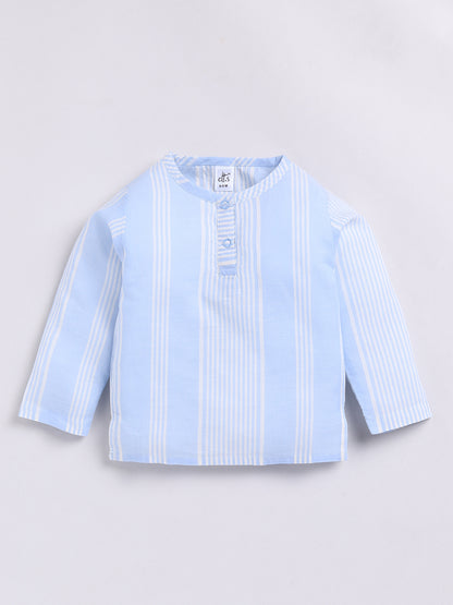 Blue Striped Full Sleeve Kurta Pyjama