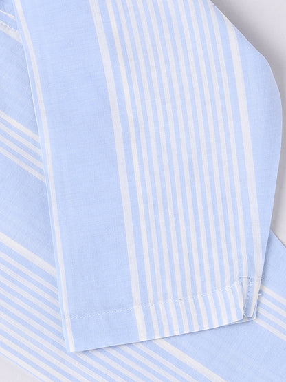 Blue Striped Full Sleeve Kurta Pyjama