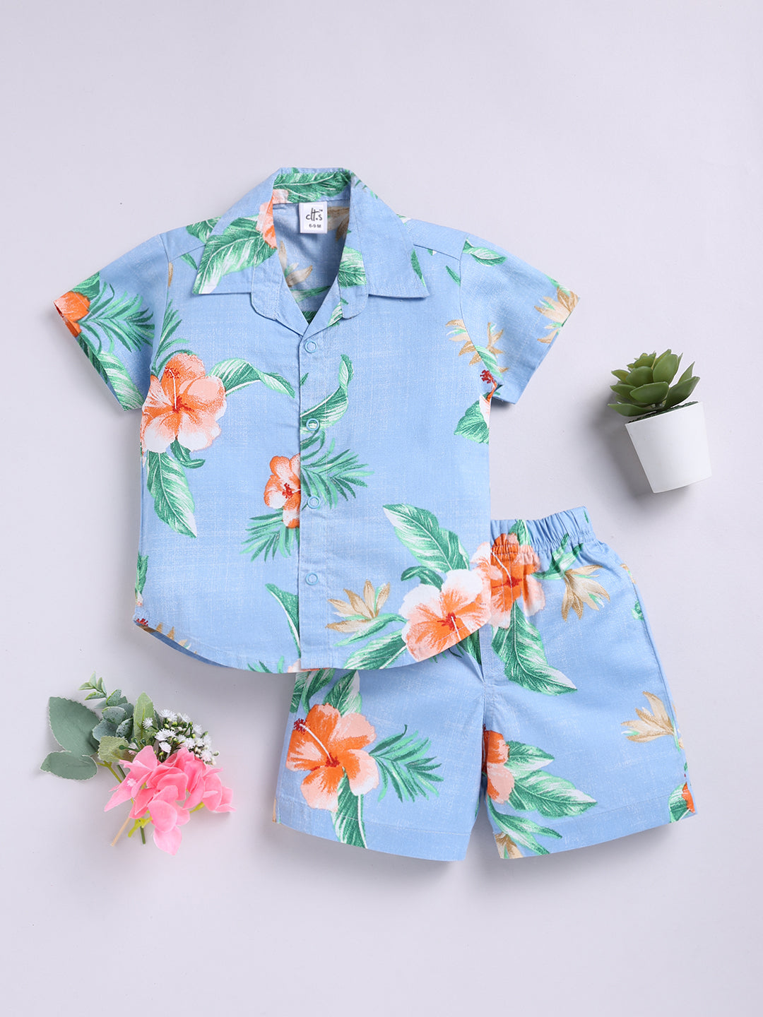 Blue Tropical Print Co-ord Set