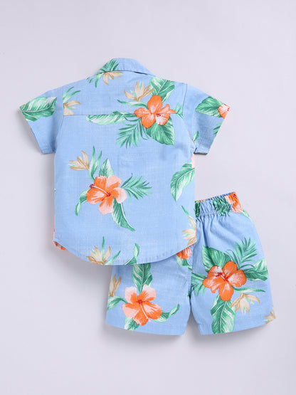 Blue Tropical Print Co-ord Set