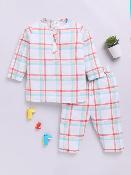 Multi Checked Long Sleeves Kurta Pyjama