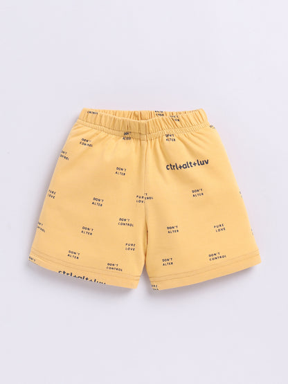 Yellow Typography Short Sleeves Co-ord Set