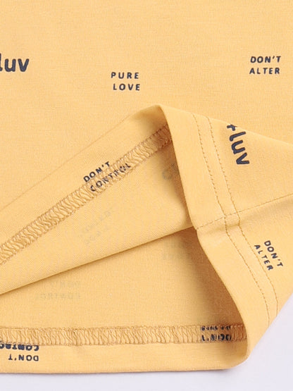 Yellow Typography Short Sleeves Co-ord Set