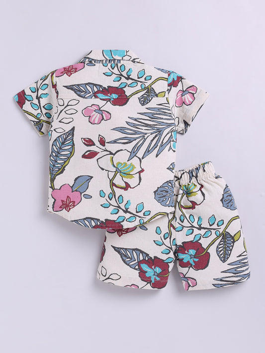 Pink Tropical Short Sleeves Co-ord Set