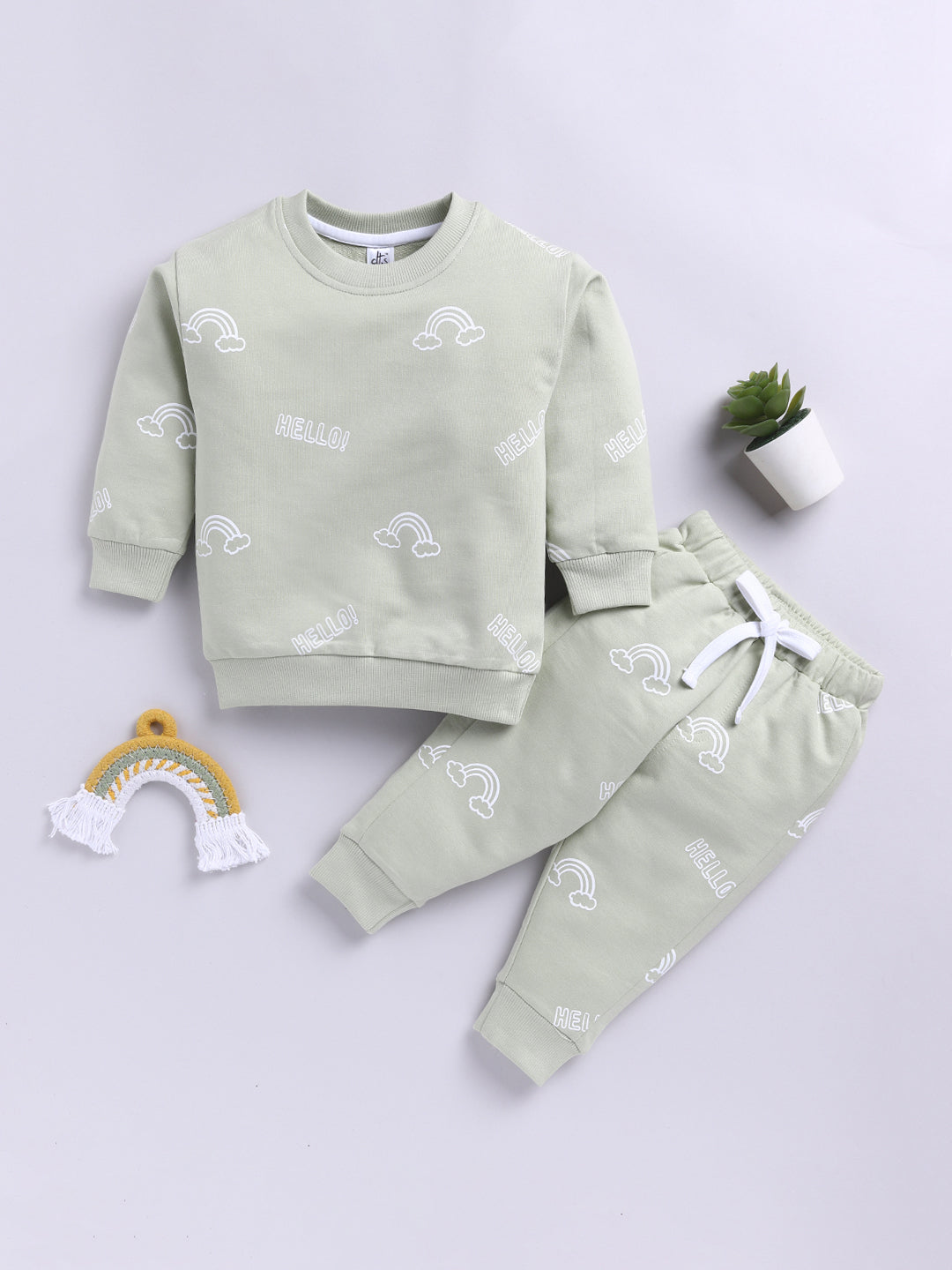 Rainbow Green Cotton Full Sleeve Co-ord Set