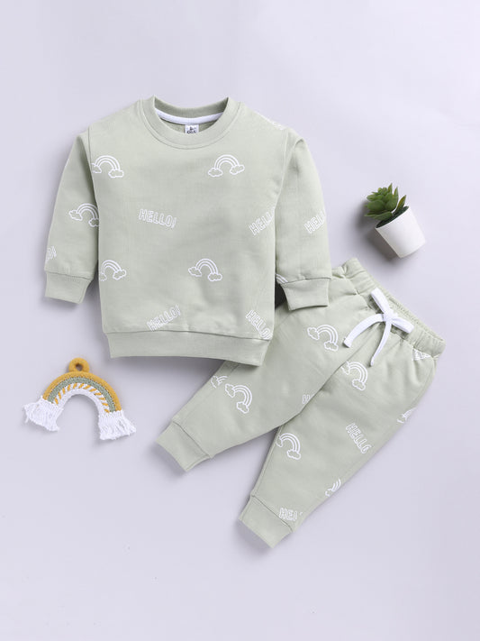 Rainbow Green Cotton Full Sleeve Co-ord Set