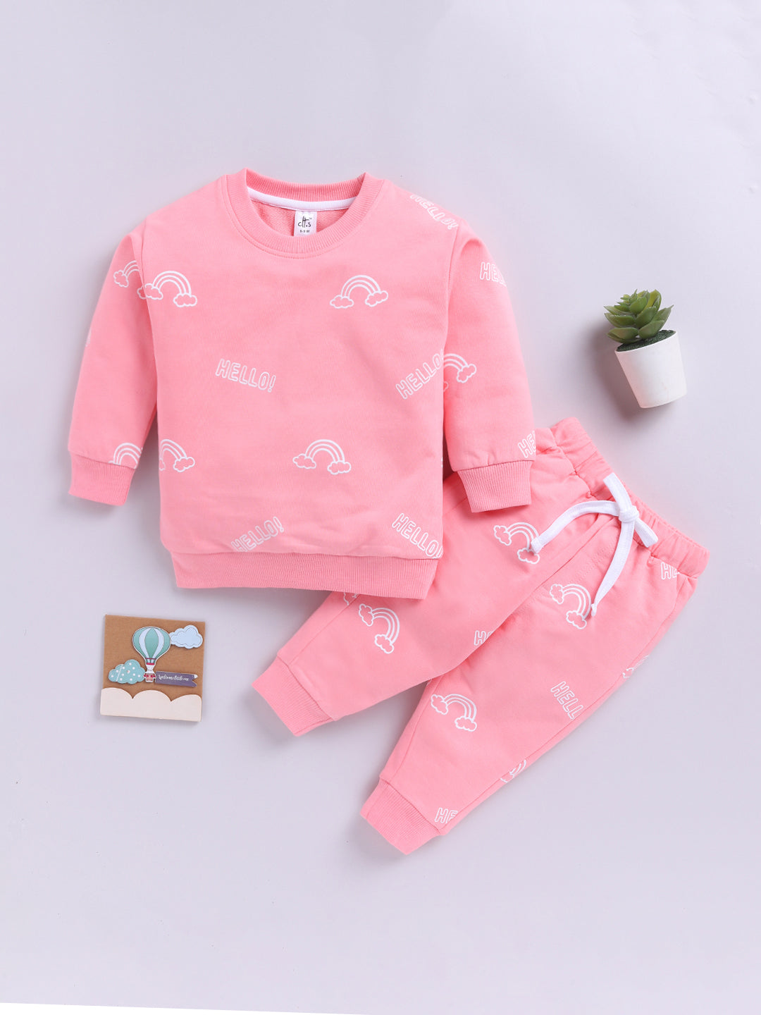 Rainbow Pink Cotton Full Sleeve Co-ord Set