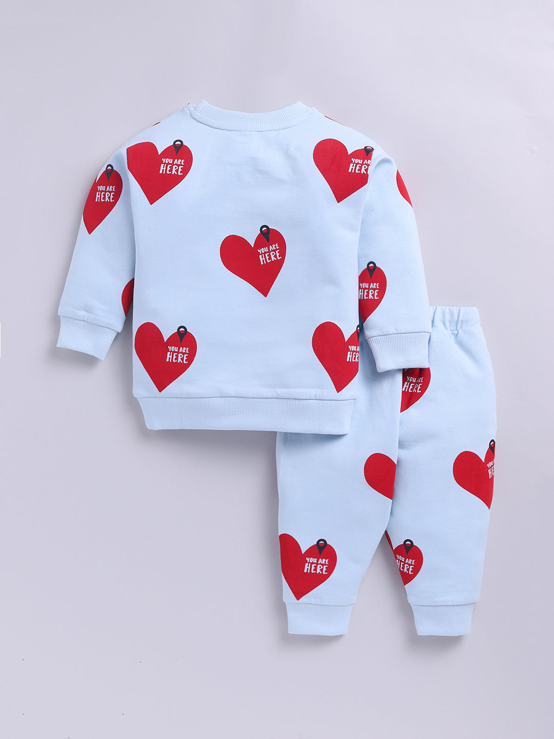 'Hearts' Blue Cotton Full Sleeve Co-ord Set