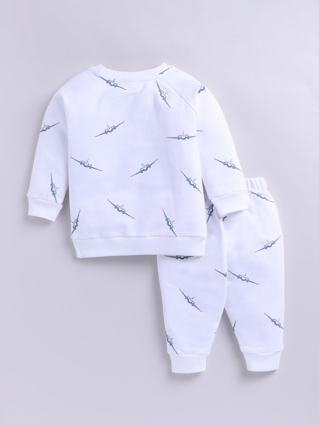 'Airplane' White Cotton Full Sleeve Co-ord Set