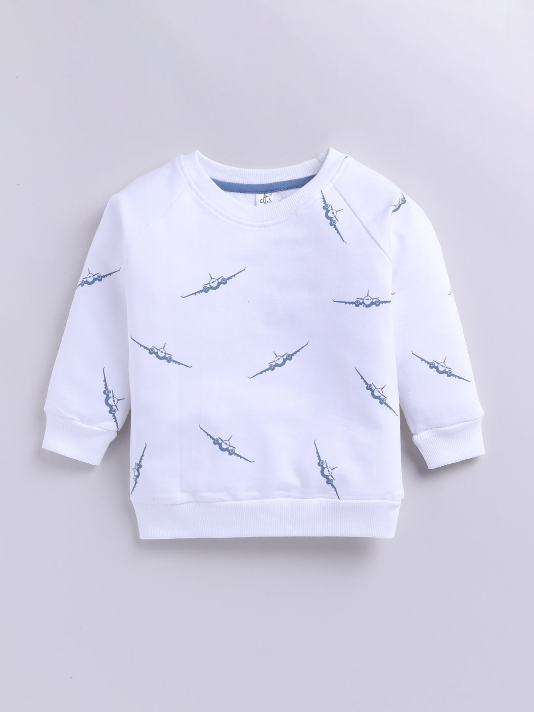 'Airplane' White Cotton Full Sleeve Co-ord Set