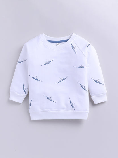 'Airplane' White Cotton Full Sleeve Co-ord Set