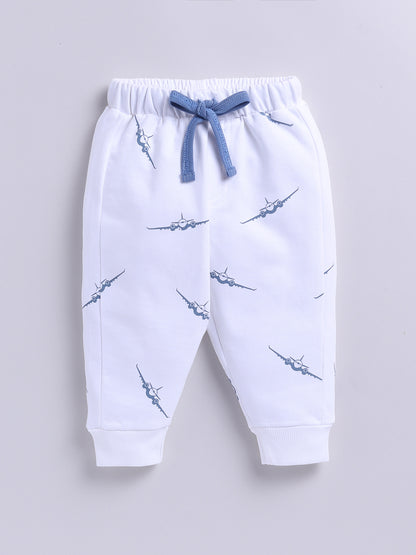 'Airplane' White Cotton Full Sleeve Co-ord Set