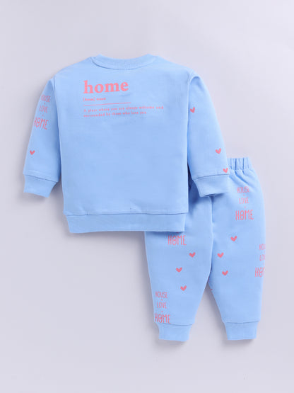 'Hearts' Blue Cotton Full Sleeve Co-ord Set