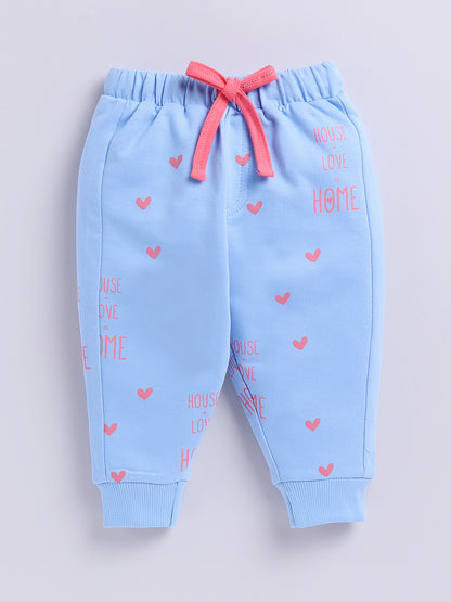 'Hearts' Blue Cotton Full Sleeve Co-ord Set