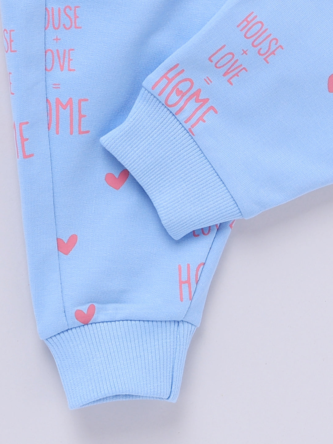 'Hearts' Blue Cotton Full Sleeve Co-ord Set