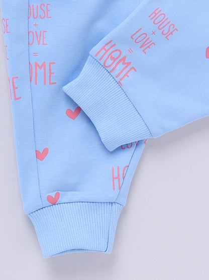 'Hearts' Blue Cotton Full Sleeve Co-ord Set