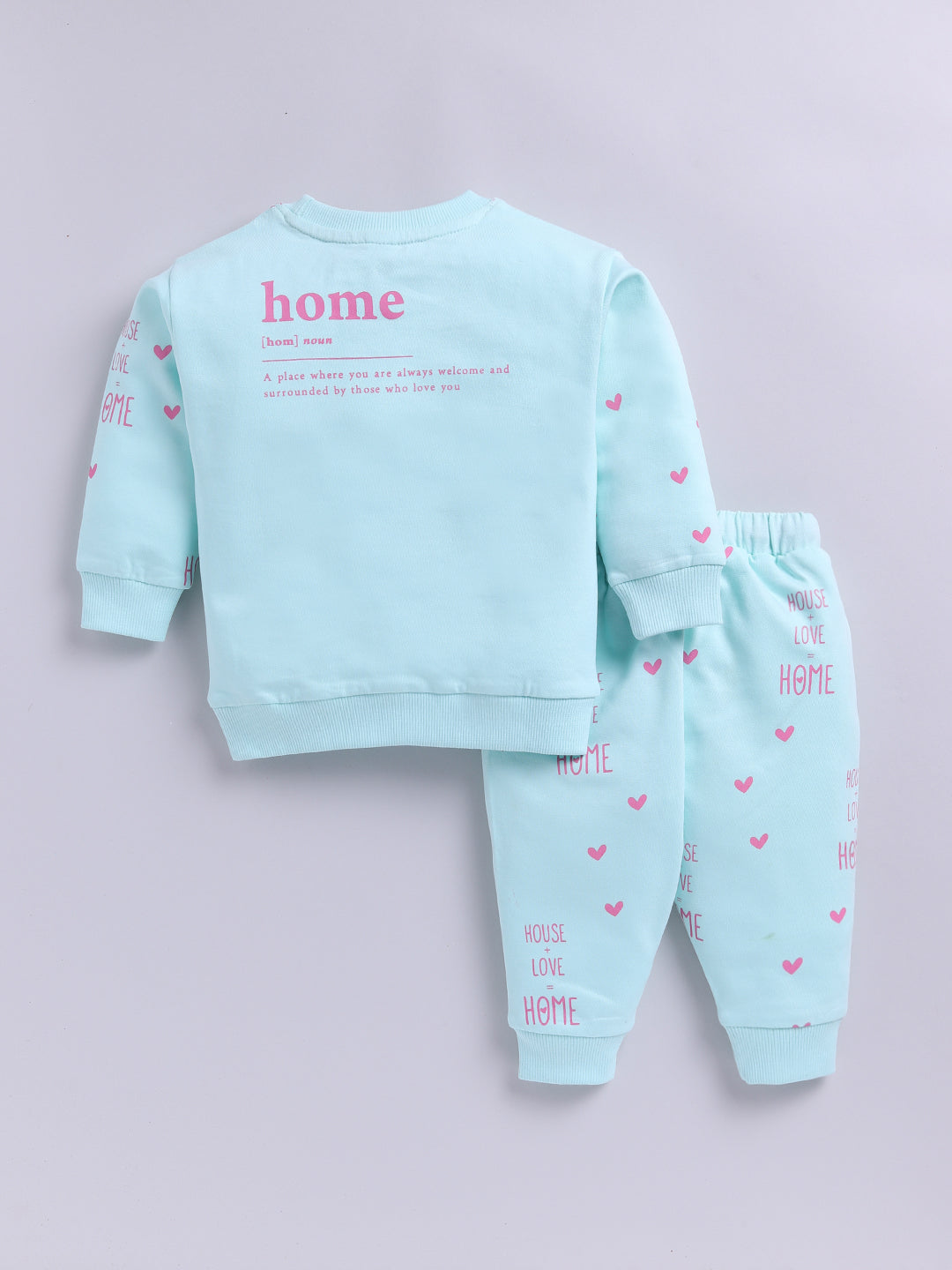 'Hearts' Sea Green Cotton Full Sleeve Co-ord Set