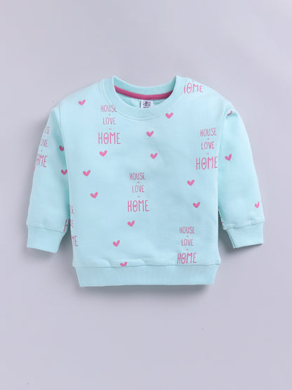 'Hearts' Sea Green Cotton Full Sleeve Co-ord Set