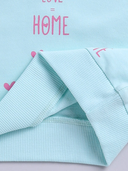 'Hearts' Sea Green Cotton Full Sleeve Co-ord Set