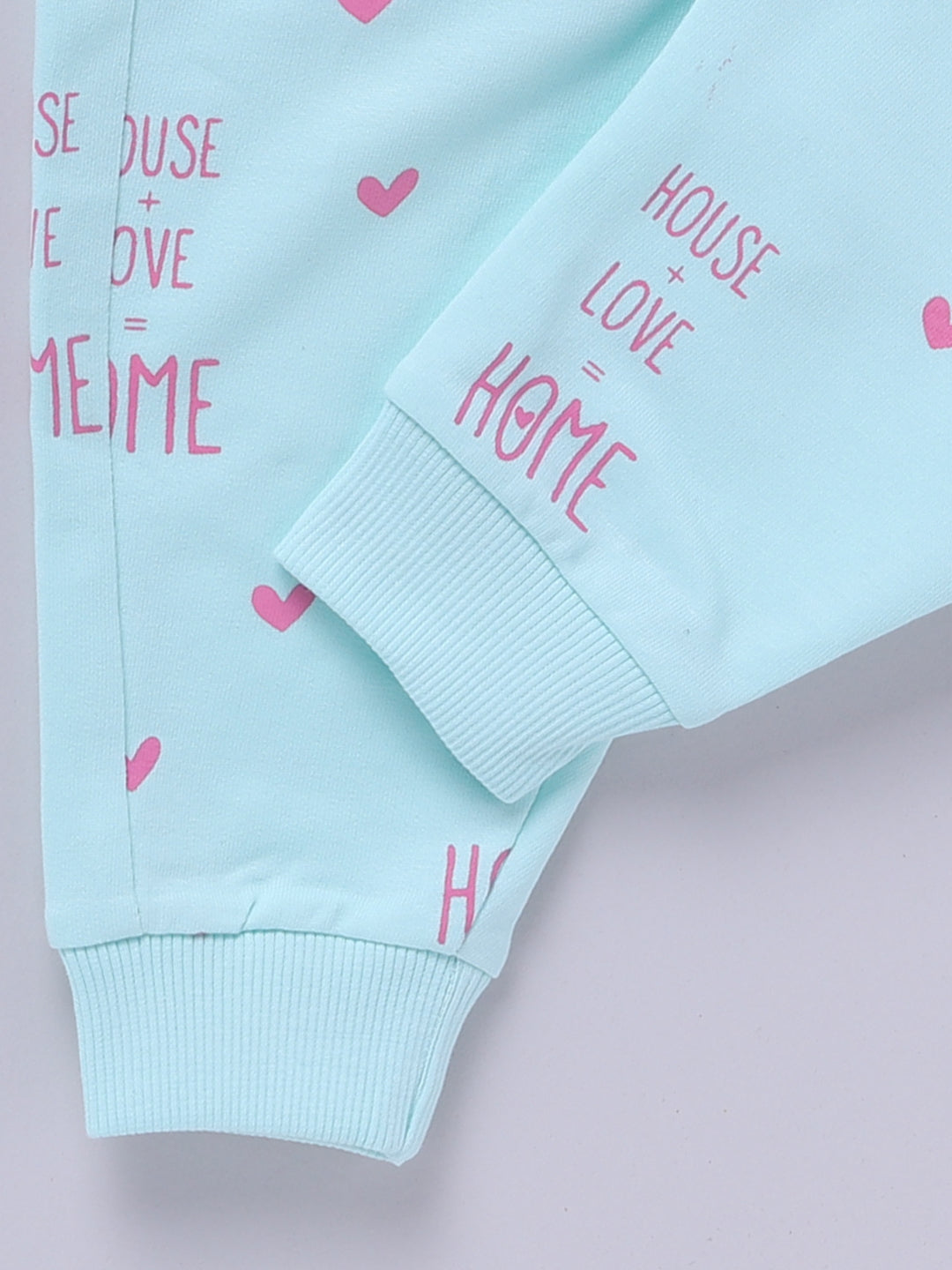 'Hearts' Sea Green Cotton Full Sleeve Co-ord Set