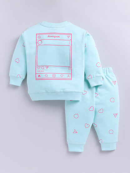 "Mamagram" Sea Green Cotton Knitted Graphic Co-ord Set