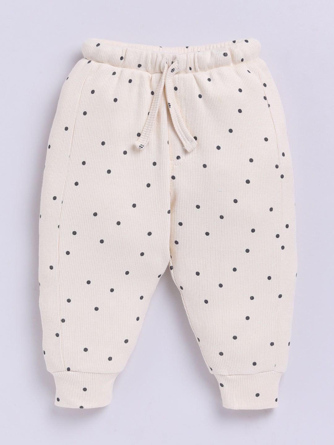 Beige Cotton Polka Dots Full Sleeve Co-ord Set