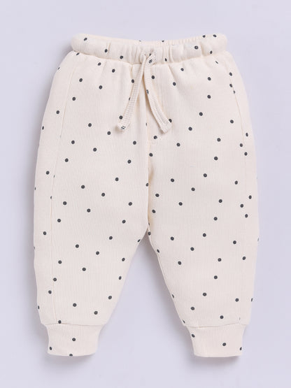 Beige Cotton Polka Dots Full Sleeve Co-ord Set