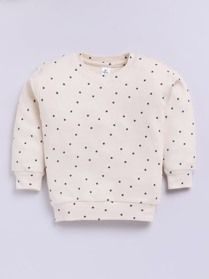 Beige Cotton Polka Dots Full Sleeve Co-ord Set