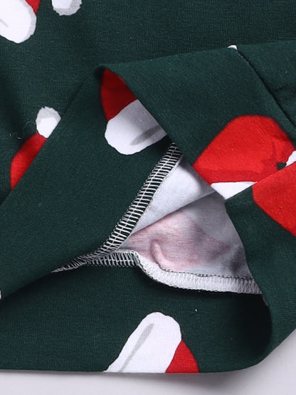 Christmas theme Green Cotton Full Sleeve Co-ord Set