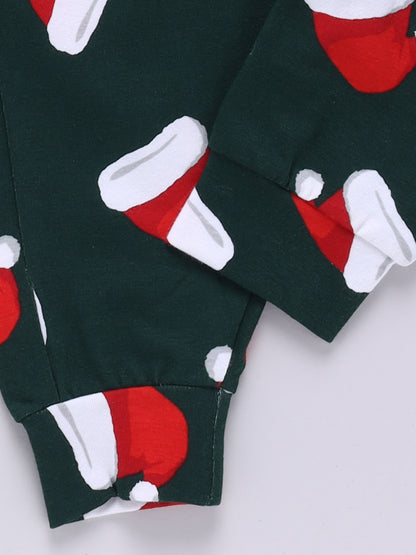 Christmas theme Green Cotton Full Sleeve Co-ord Set