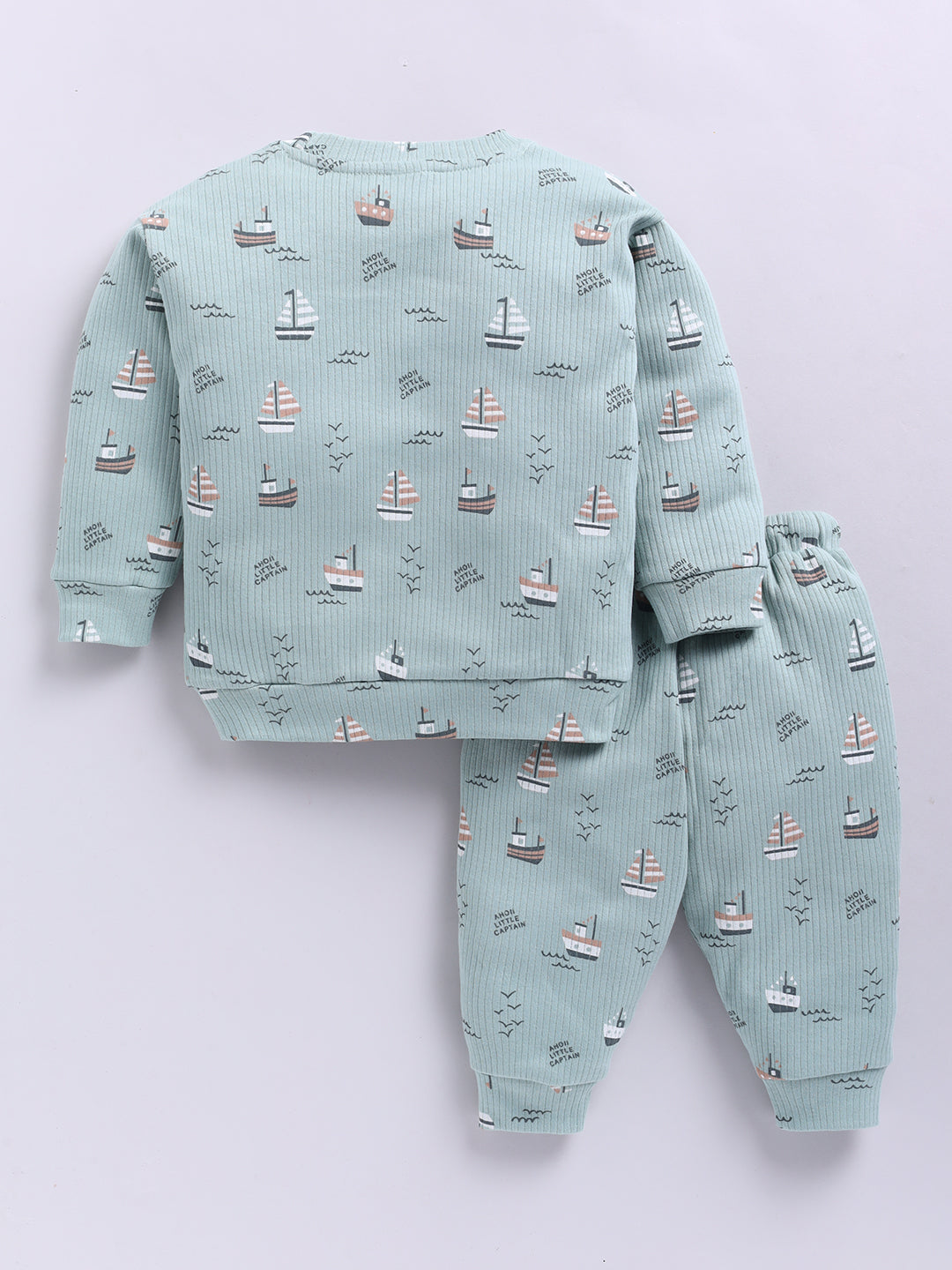 'Boats' Green Cotton Full Sleeve Co-ord Set