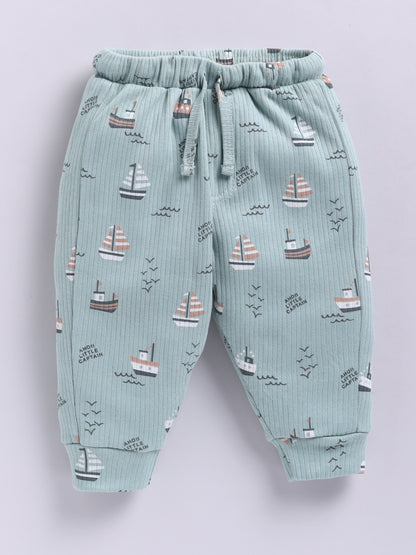 'Boats' Green Cotton Full Sleeve Co-ord Set