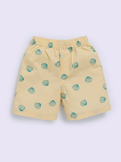 Yellow Cotton Graphic Half Sleeve Co-ord Set