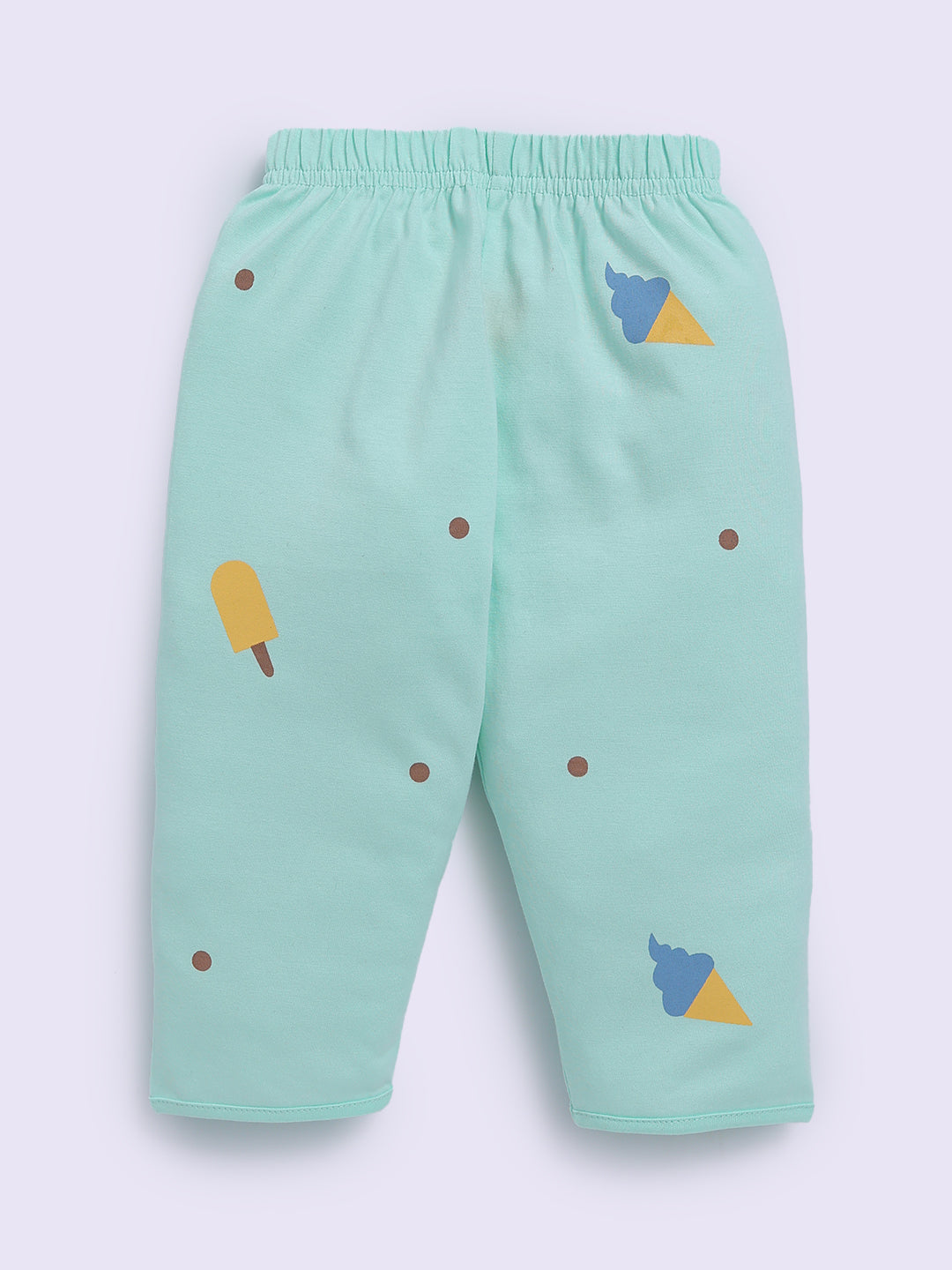 Ice Cream Printed Sea Green Cotton Full Sleeve Night Suit