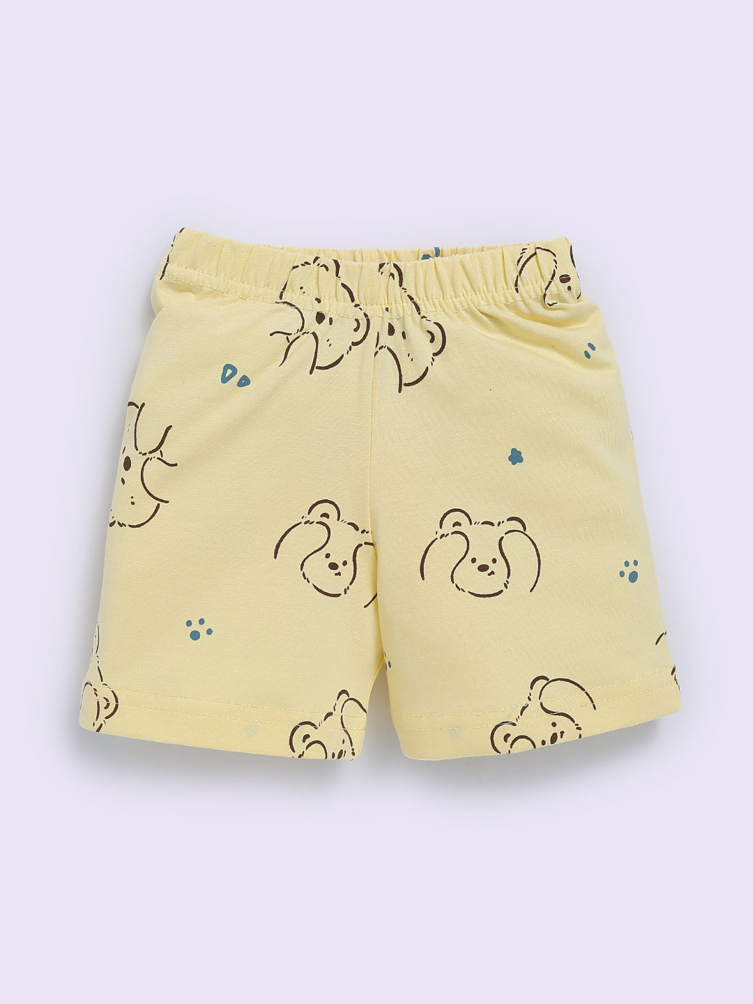 Yellow "Bears" Half Sleeve Cotton Co-ord Set
