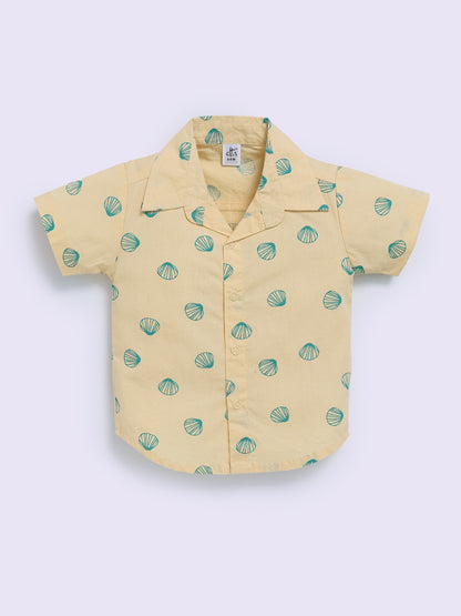 Yellow Cotton Graphic Half Sleeve Co-ord Set