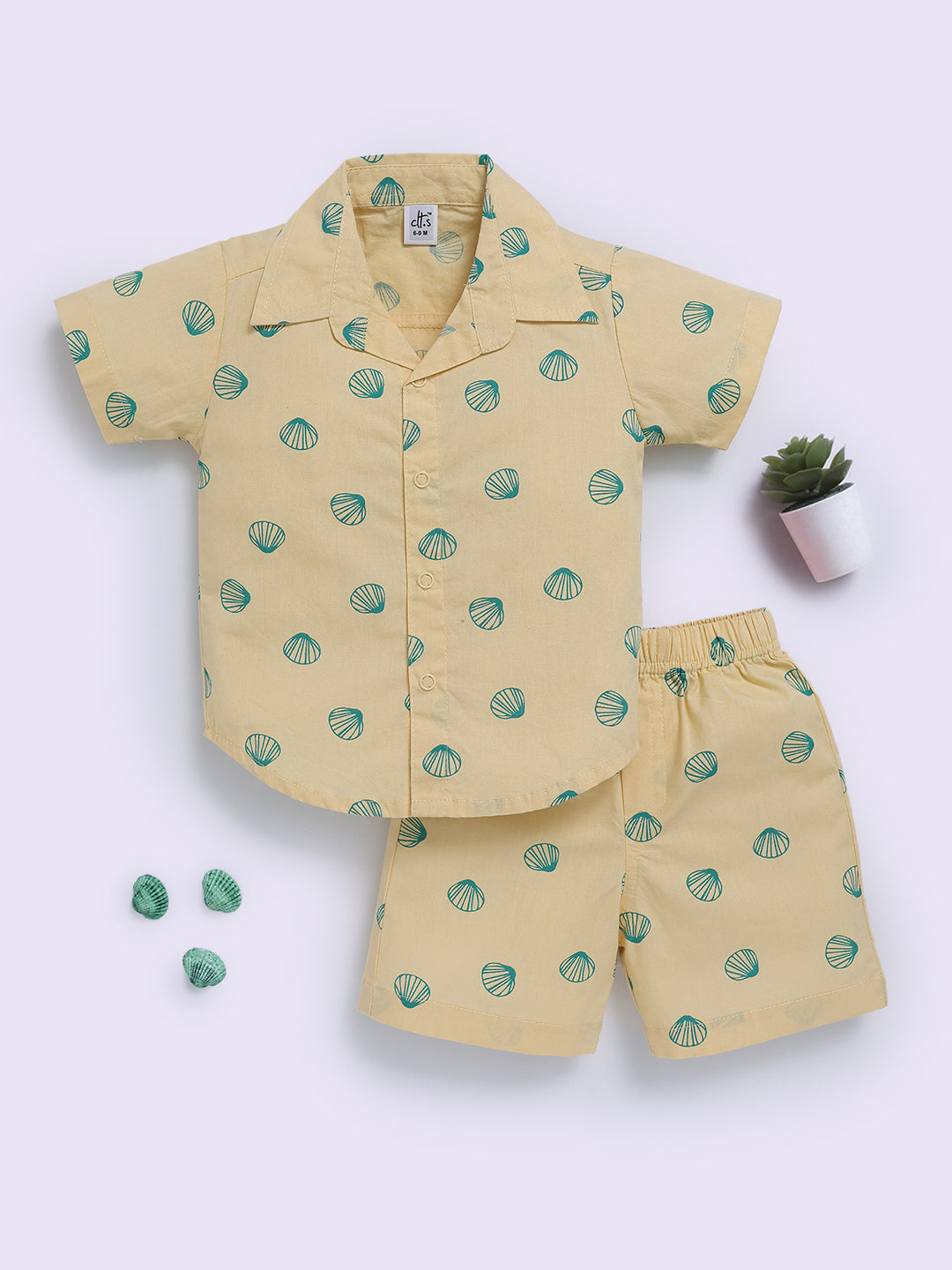 Yellow Cotton Graphic Half Sleeve Co-ord Set